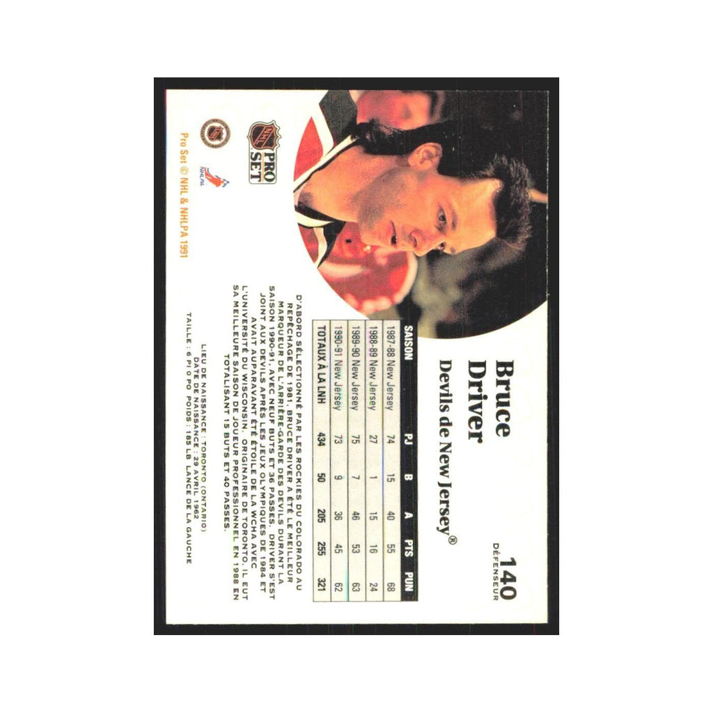 1991 Pro Set Bruce Driver New Jersey Devils #140