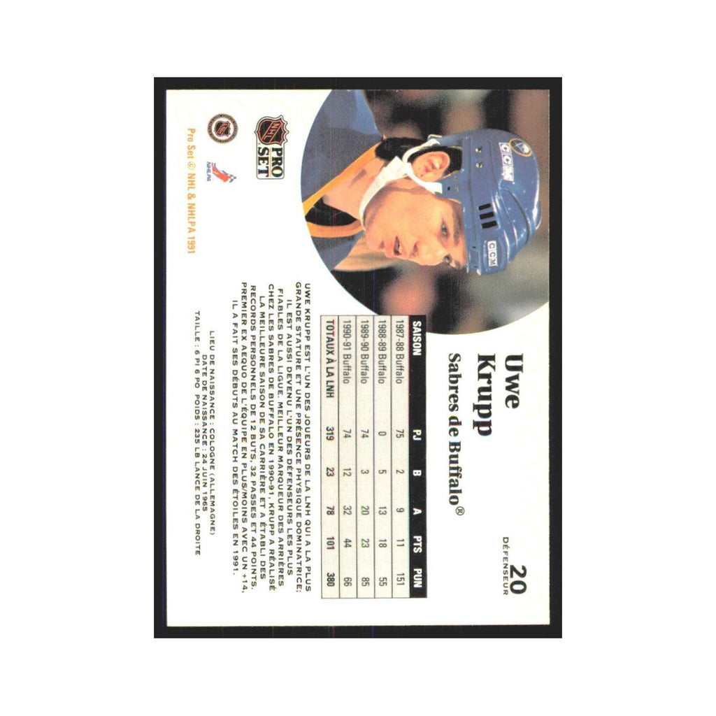 1991 Pro Set Uwe Krupp Buffalo Sabres #20