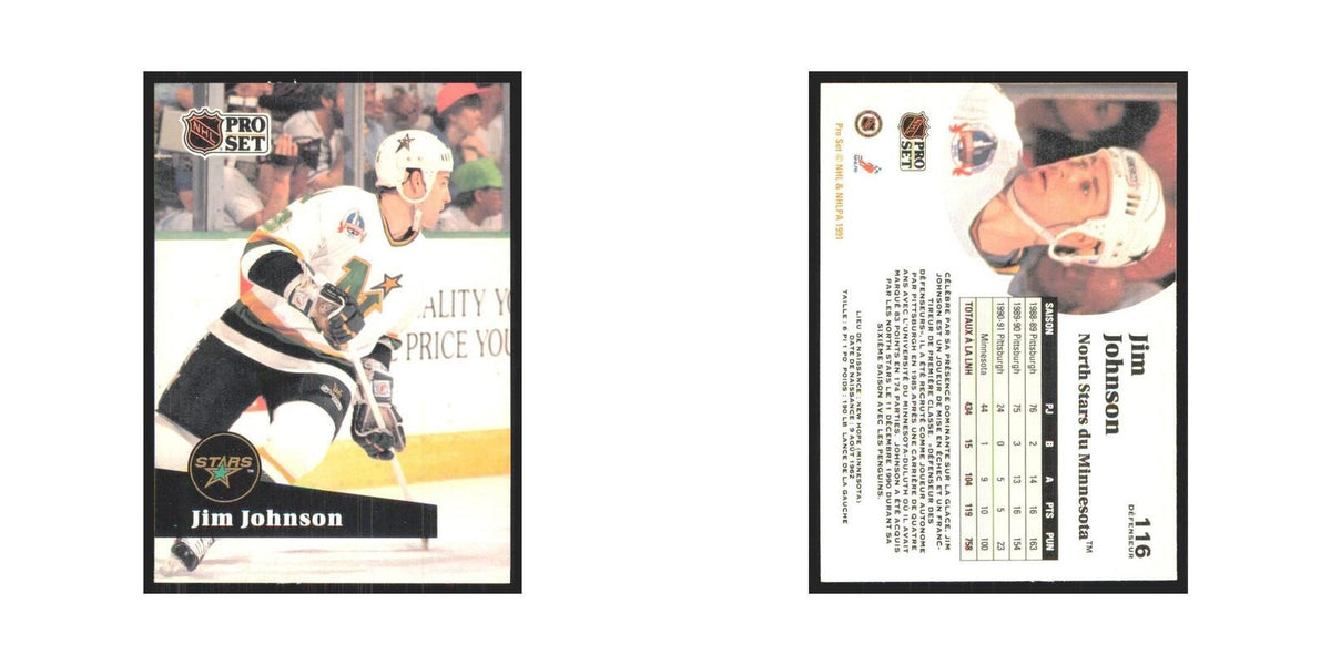 1991 Pro Set Jim Johnson Minnesota North Stars #116