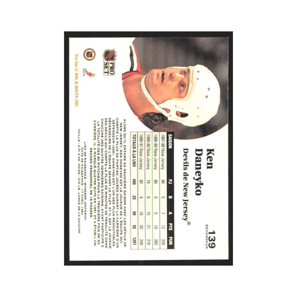 1991 Pro Set Ken Daneyko New Jersey Devils #139