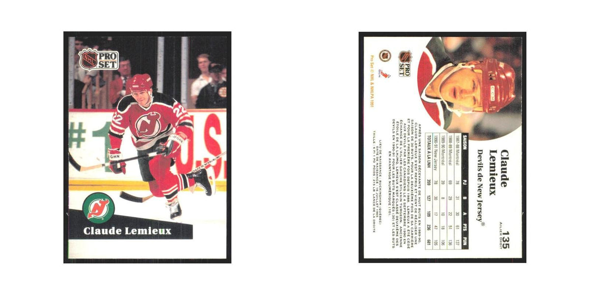 1991 Pro Set Claude Lemieux New Jersey Devils #135
