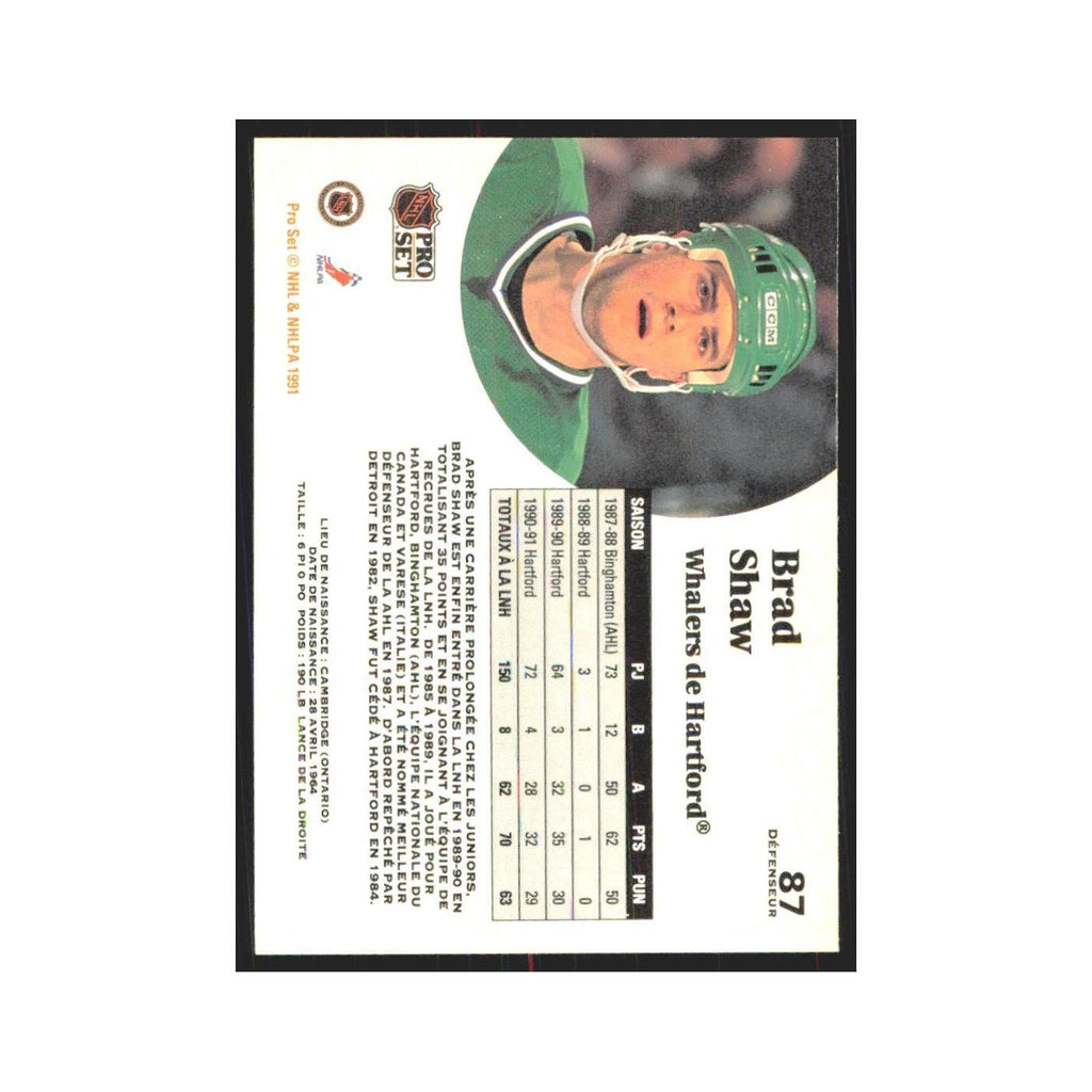 1991 Pro Set Brad Shaw Hartford Whalers #87