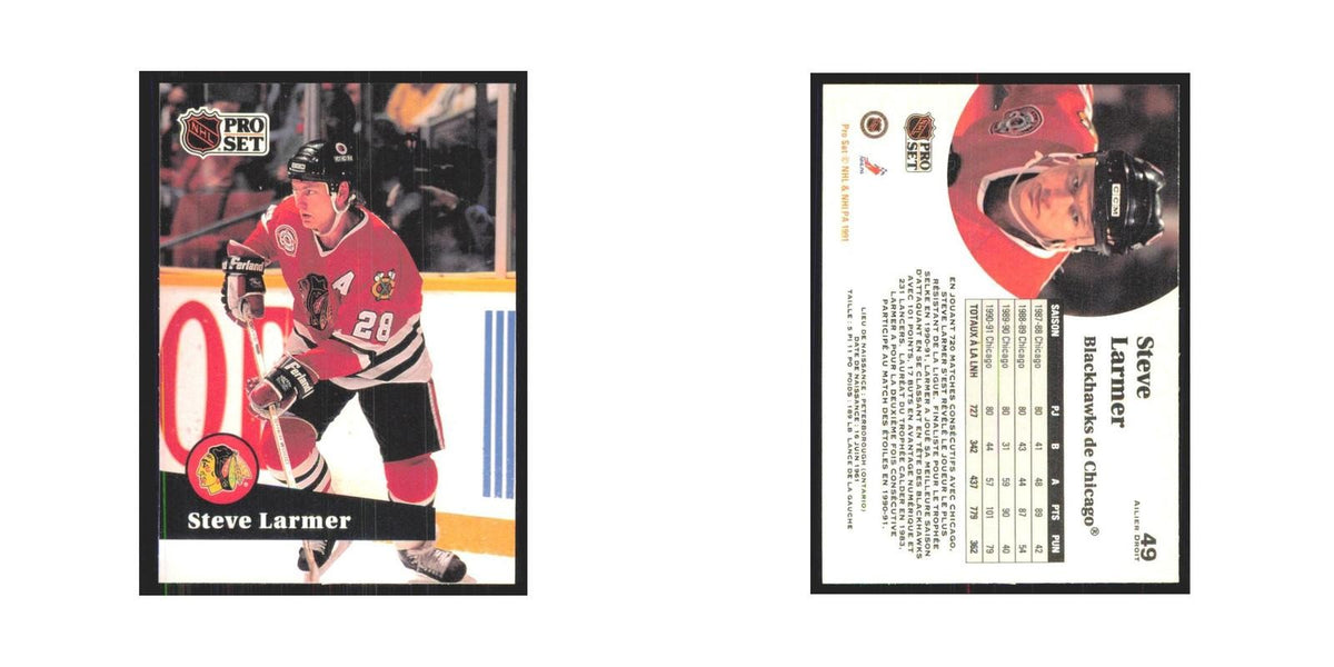 1991 Pro Set Steve Larmer Chicago Blackhawks #49
