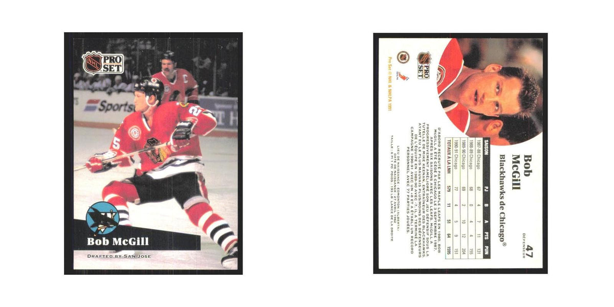 1991 Pro Set Bob McGill San Jose Sharks #47