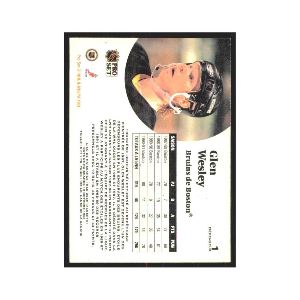 1991 Pro Set Glen Wesley Boston Bruins #1