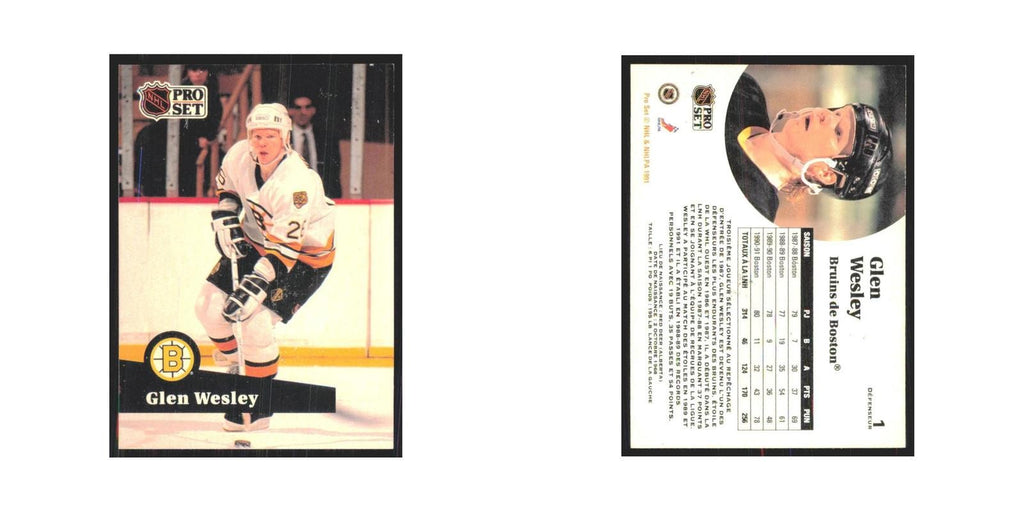 1991 Pro Set Glen Wesley Boston Bruins #1