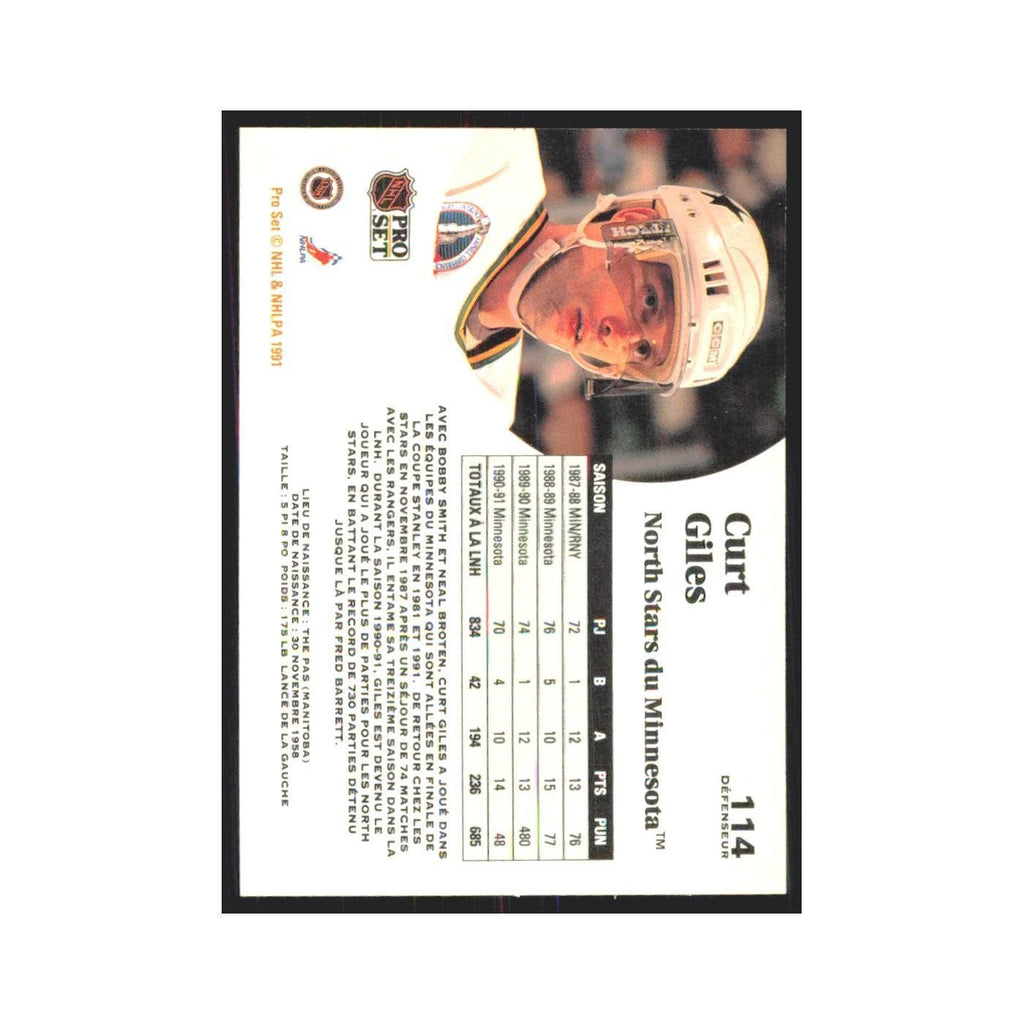 1991 Pro Set Curt Giles Minnesota North Stars #114