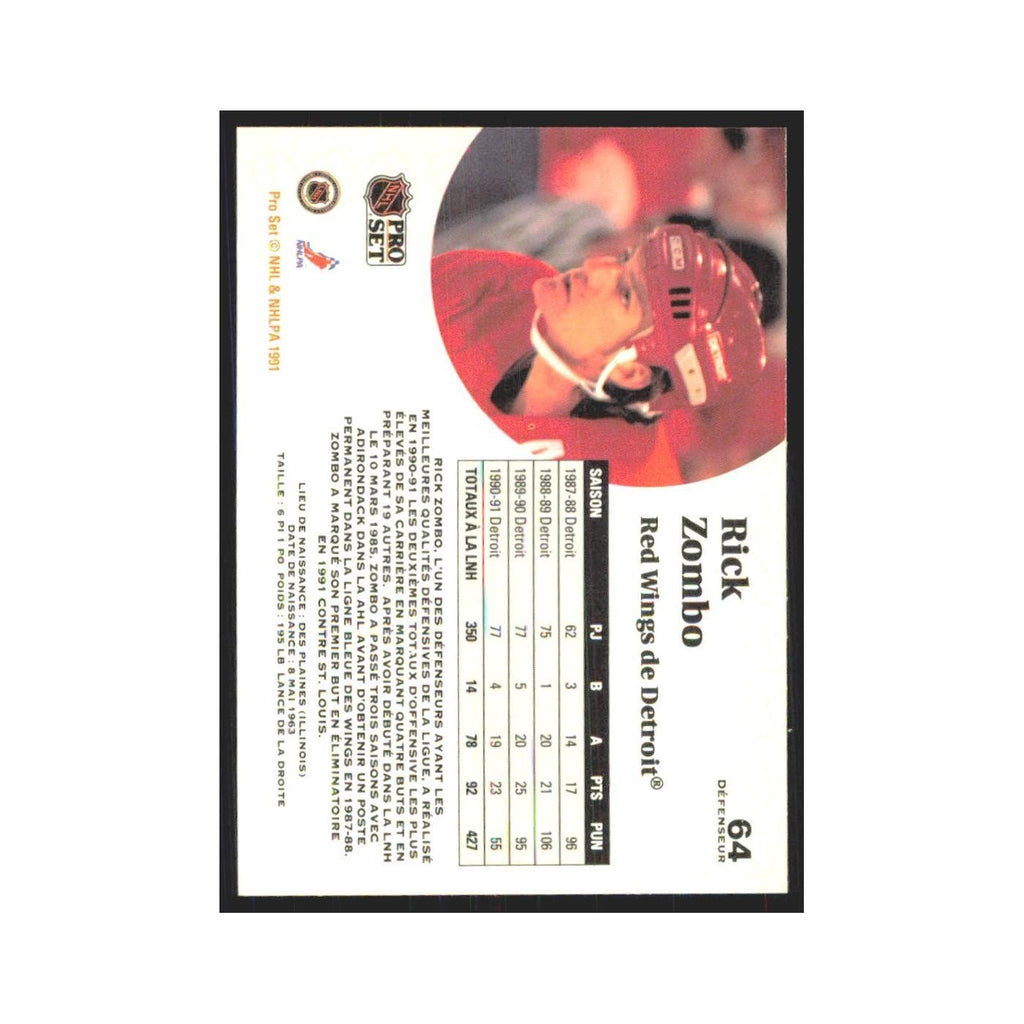 1991 Pro Set Rick Zombo Detroit Red Wings #64