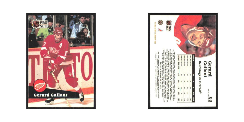 1991 Pro Set Gerard Gallant Detroit Red Wings #63