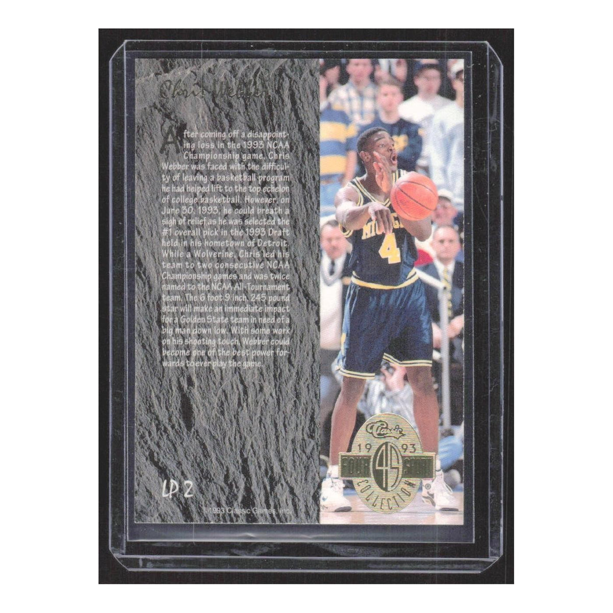 1993 Classic 4 Sport Collection Chris Webber Michigan Wolverines #LP2