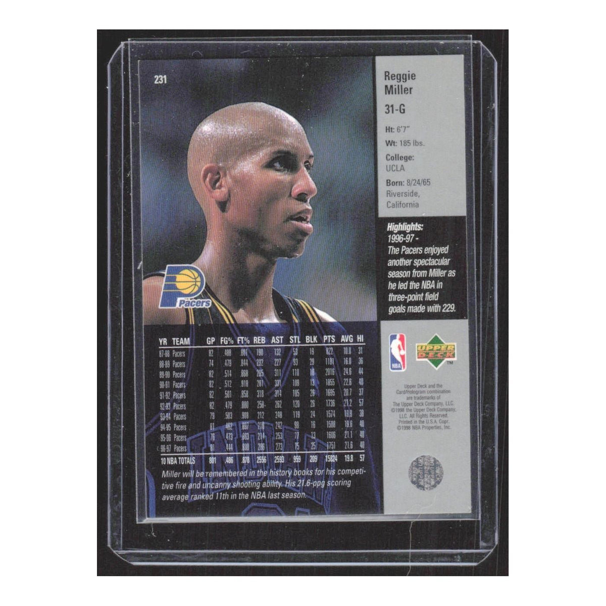 1997 Upper Deck Reggie Miller Pacers #231