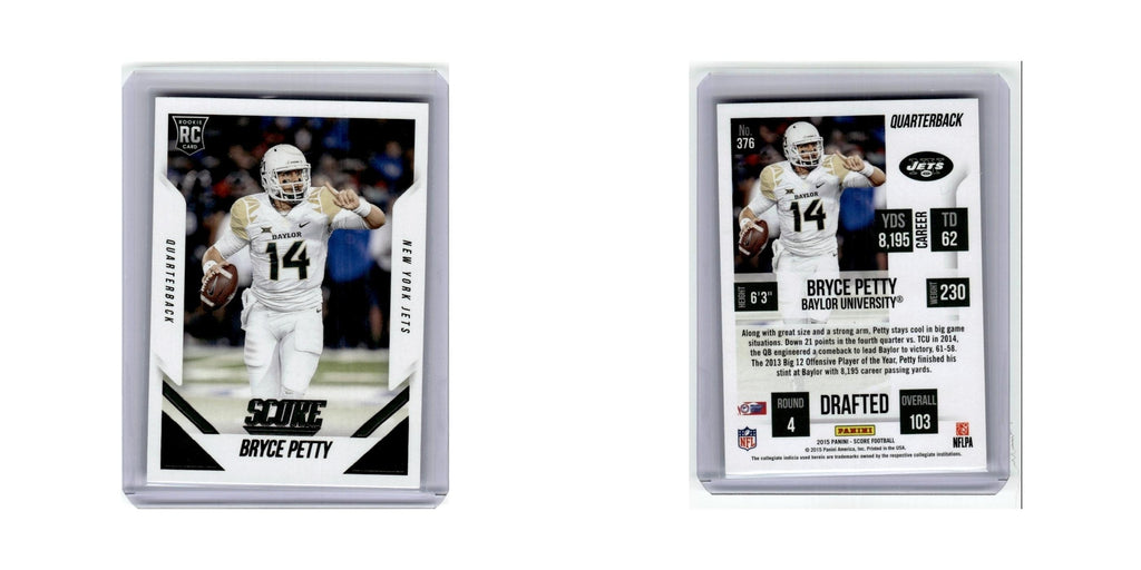 Bryce Petty 2015 Score #376 New York Jets Football Card NM