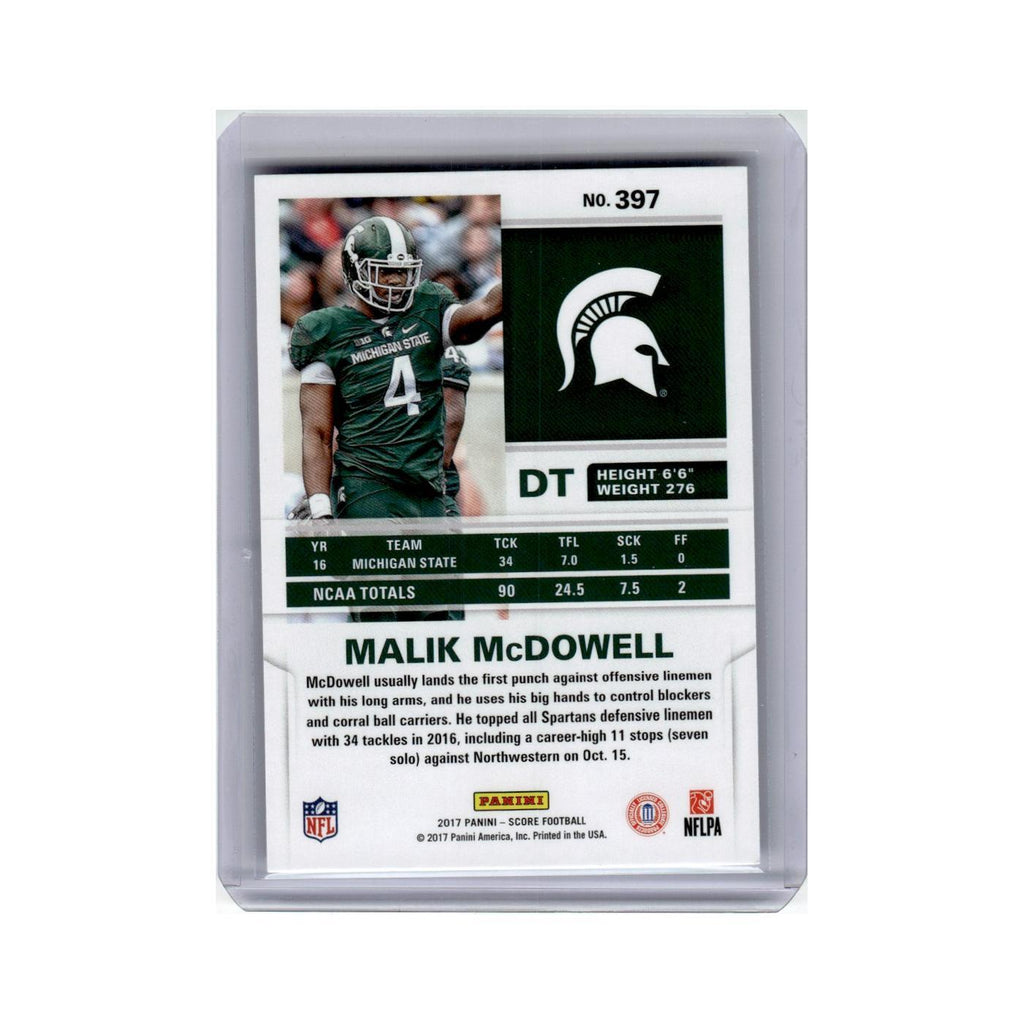Malik McDowell 2017 Score #397 Michigan State Spartans Football Card NM