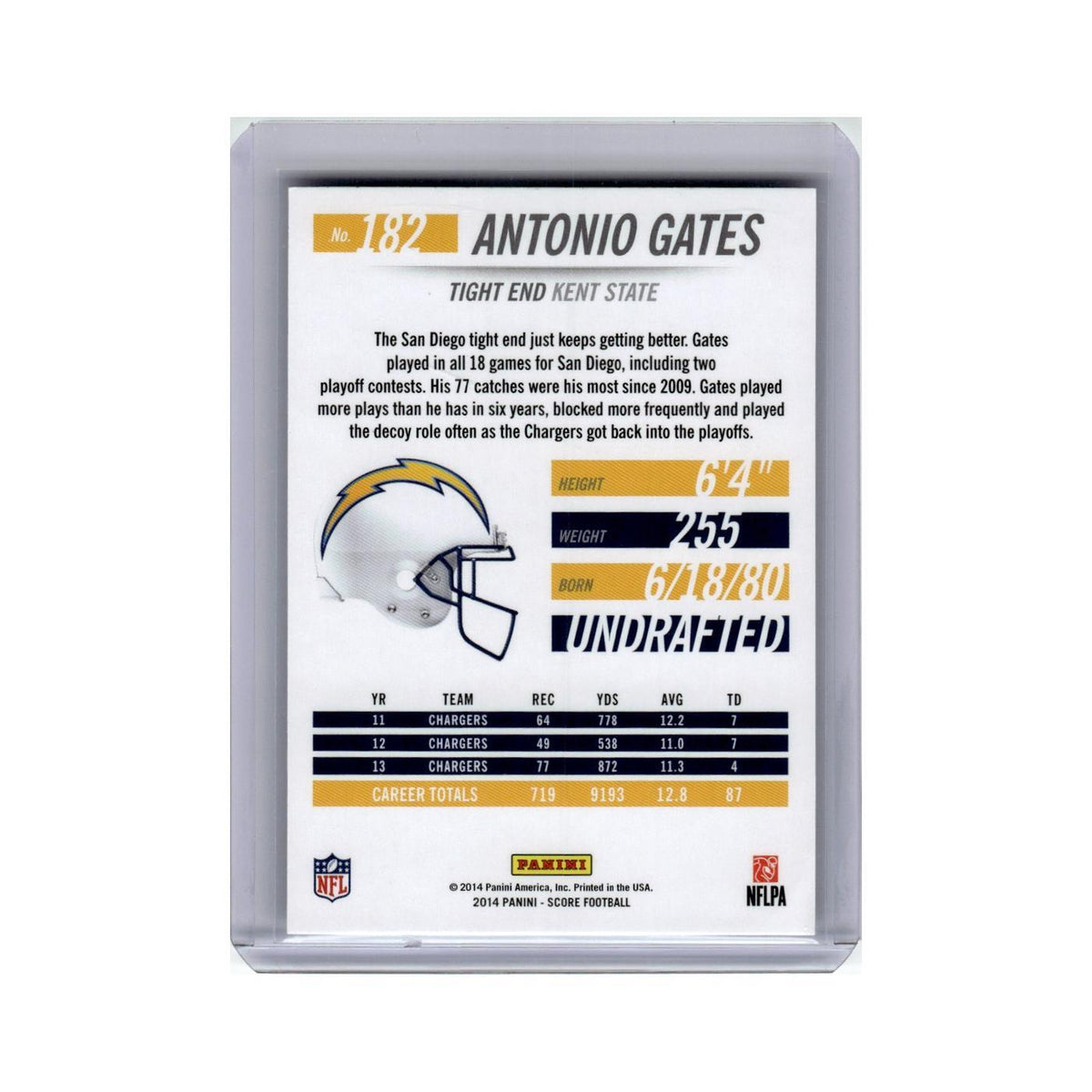Antonio Gates 2014 Score #182 San Diego Chargers Football Card NM