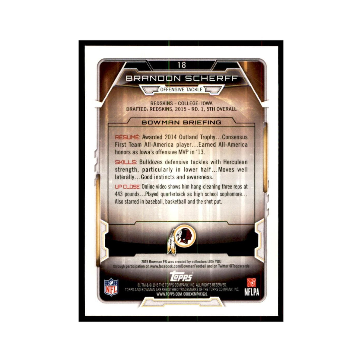 2015 Bowman Brandon Scherff RC Football Cards #18