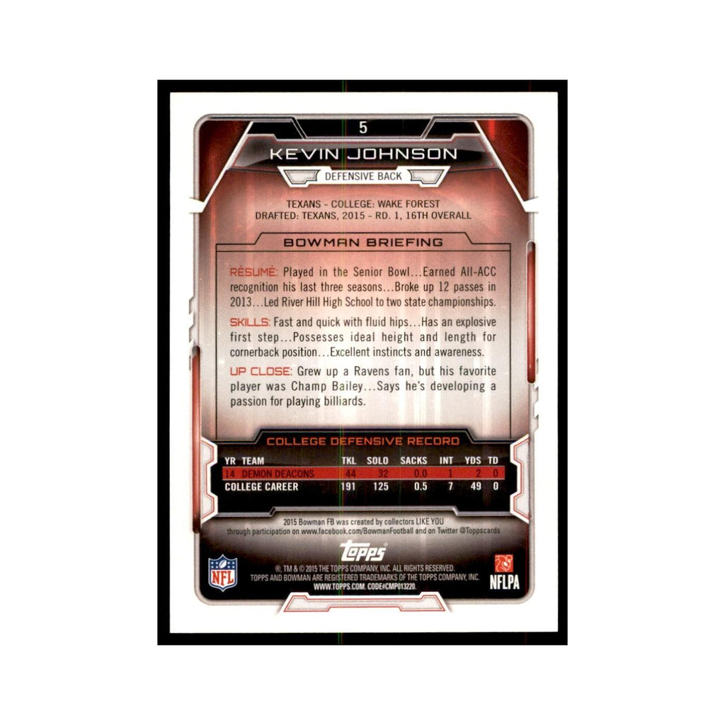 2015 Bowman Kevin Johnson RC Football Cards #5