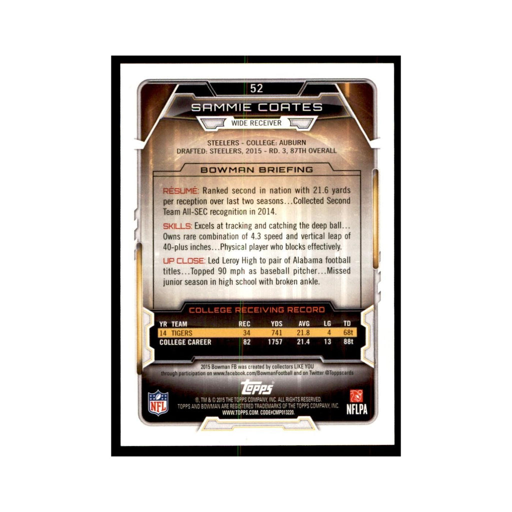 2015 Bowman Sammie Coates RC Football Cards #52
