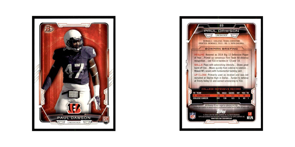 2015 Bowman Paul Dawson RC Football Cards #89