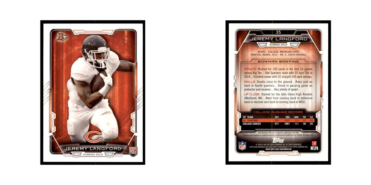 2015 Bowman Jeremy Langford RC Football Cards #35