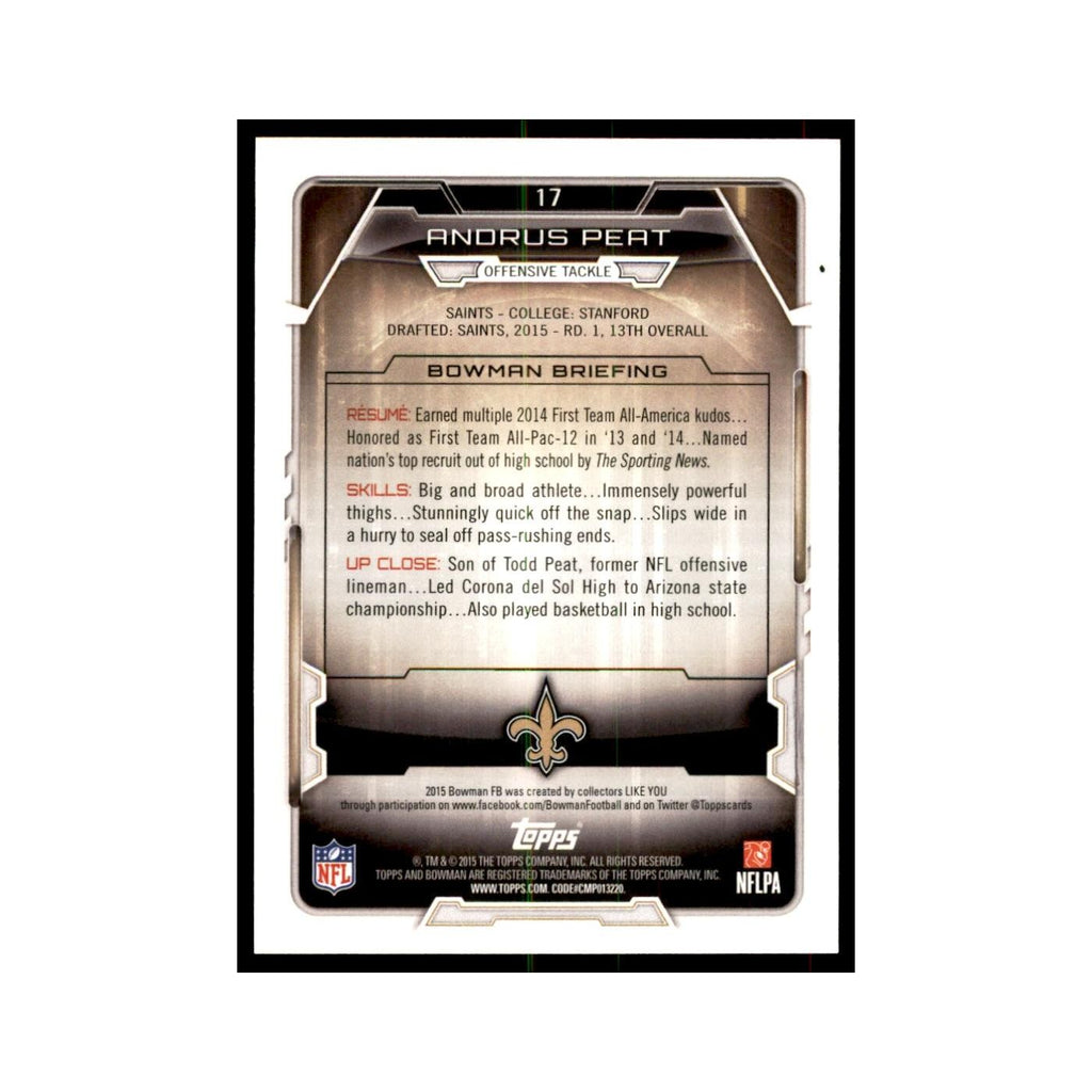 2015 Bowman Andrus Peat RC Football Cards #17