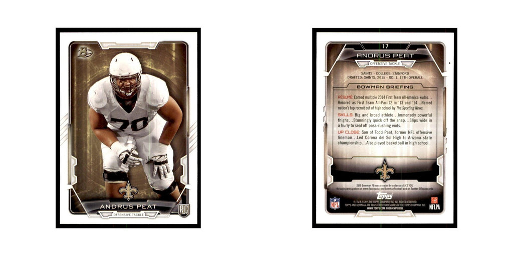 2015 Bowman Andrus Peat RC Football Cards #17