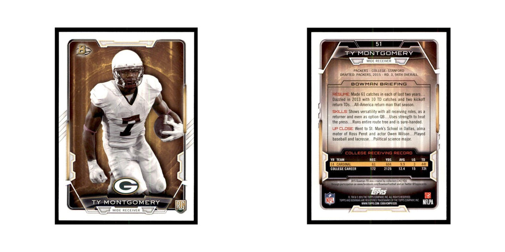 2015 Bowman Ty Montgomery RC Football Cards #51