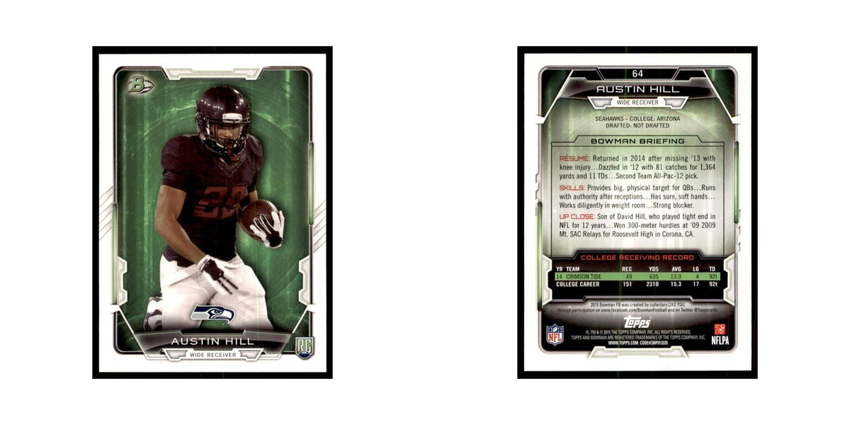 2015 Bowman Austin Hill RC Football Cards #64