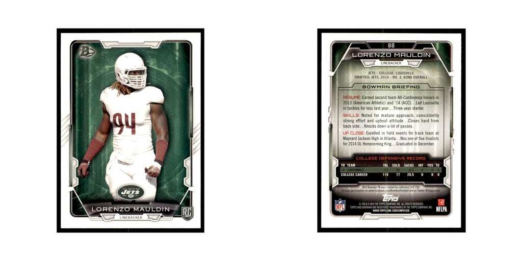 2015 Bowman Lorenzo Mauldin RC Football Cards #88