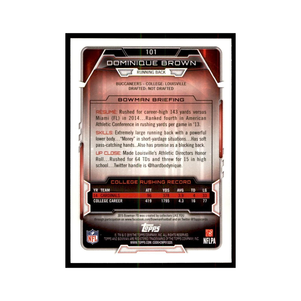 2015 Bowman Dominique Brown RC Football Cards #101