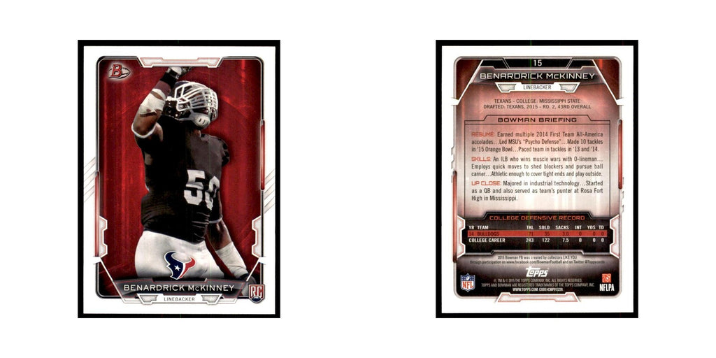 2015 Bowman Benardrick McKinney RC Football Cards #15
