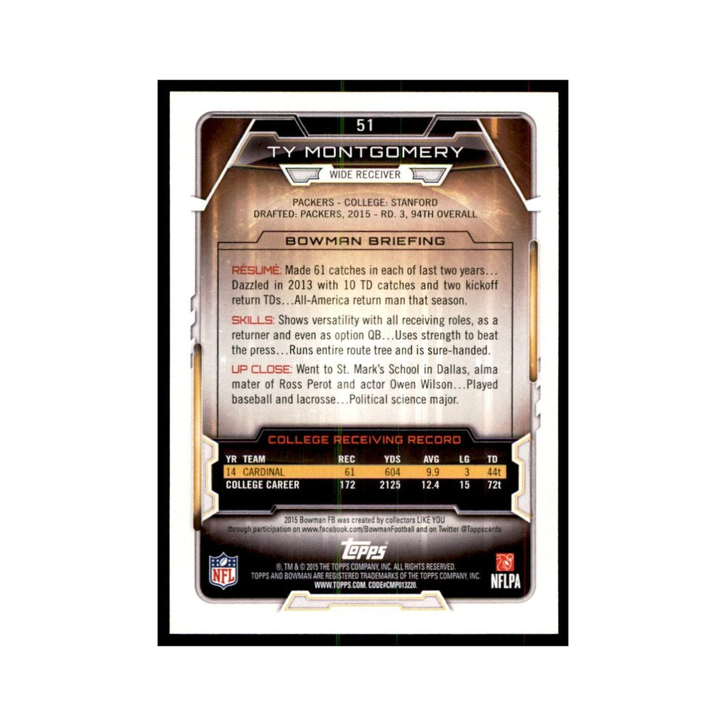 2015 Bowman Ty Montgomery RC Football Cards #51