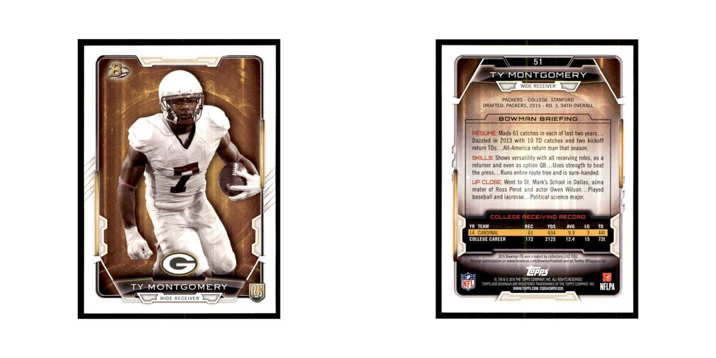 2015 Bowman Ty Montgomery RC Football Cards #51