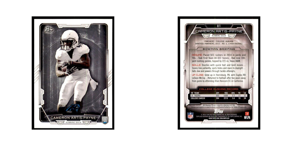 2015 Bowman Cameron Artis-Payne RC Football Cards #81