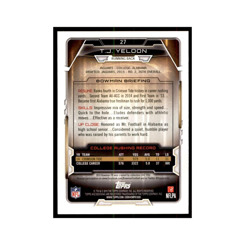 2015 Bowman T.J. Yeldon RC Football Cards #27