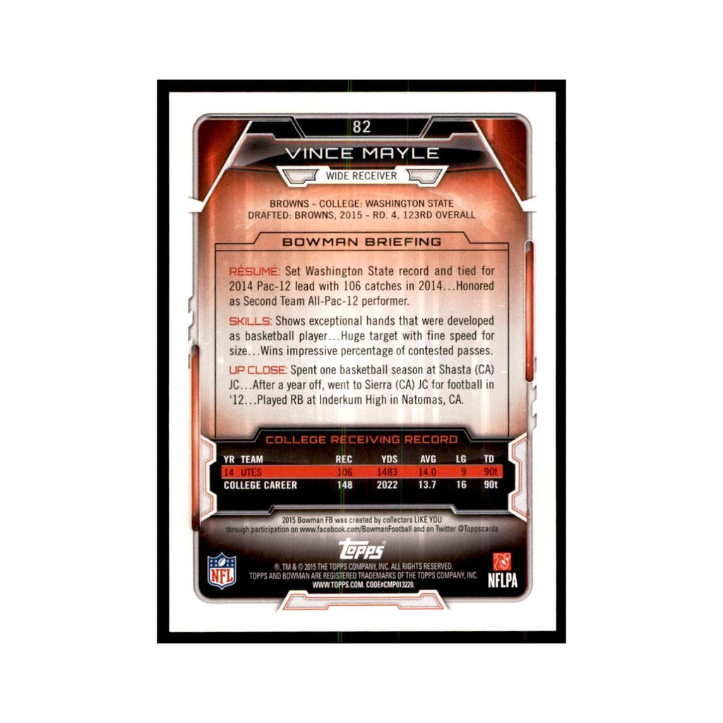 2015 Bowman Vince Mayle RC Football Cards #82