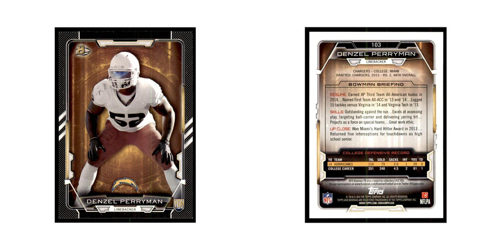 2015 Bowman Denzel Perryman RC Football Cards #103