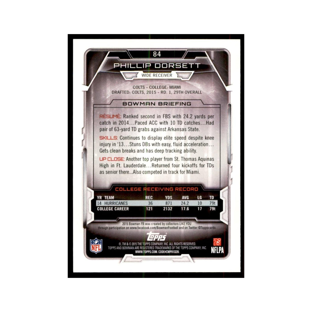 2015 Bowman Phillip Dorsett RC Football Cards #84