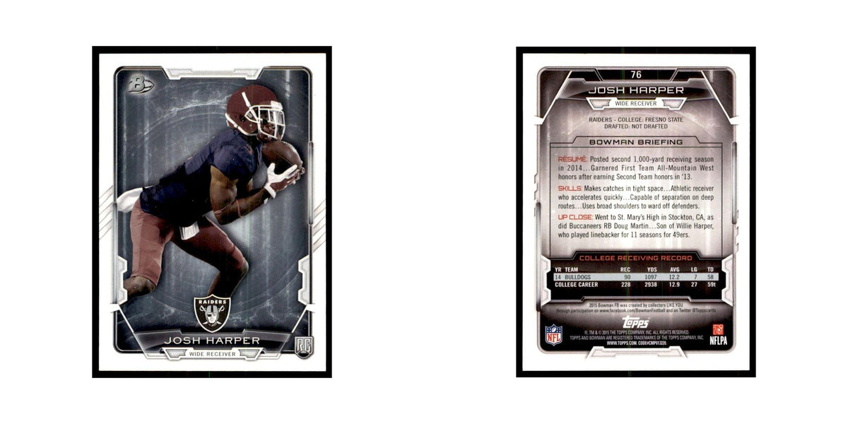 2015 Bowman Josh Harper RC Football Cards #76
