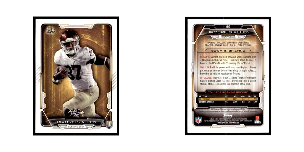 2015 Bowman Javorius Allen RC Football Cards #60