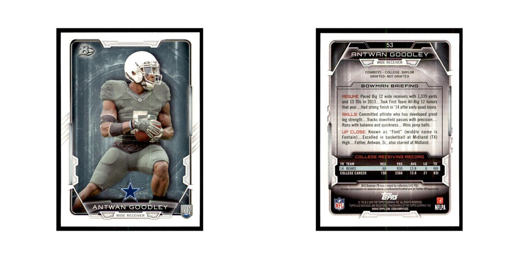 2015 Bowman Antwan Goodley RC Football Cards #53