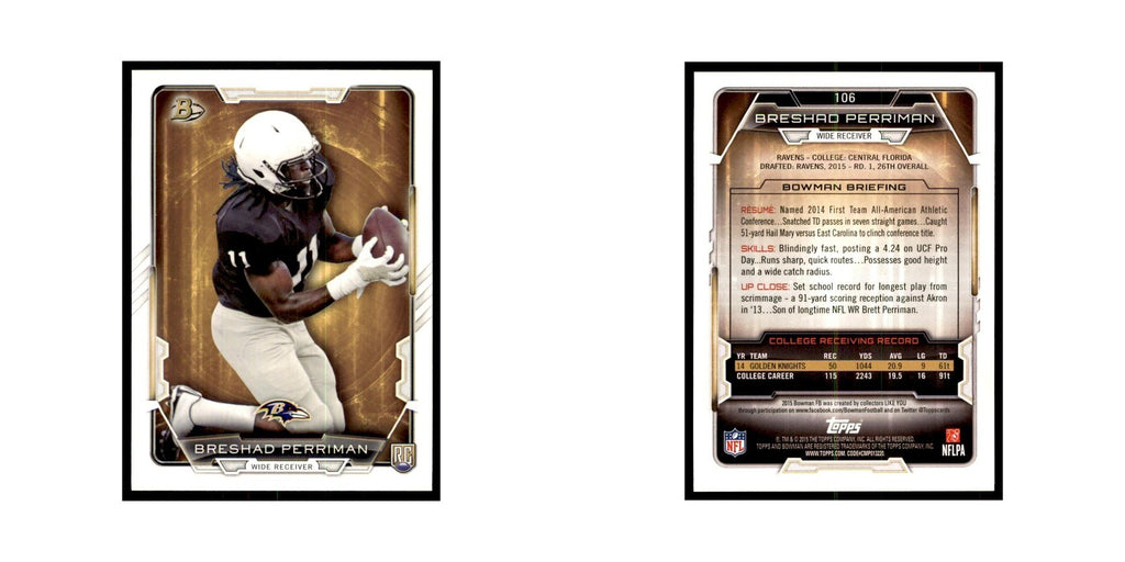2015 Bowman Breshad Perriman RC Football Cards #106