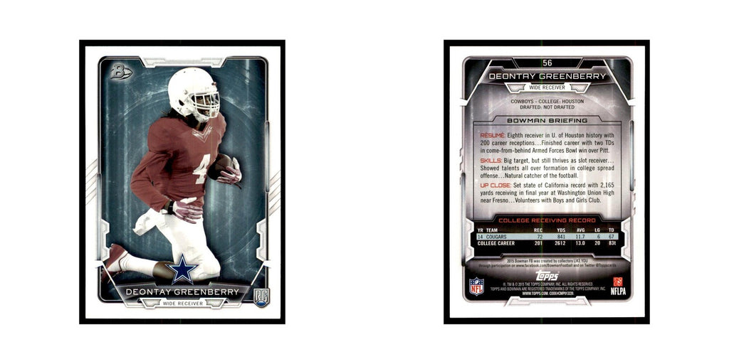 2015 Bowman Deontay Greenberry RC Football Cards #56