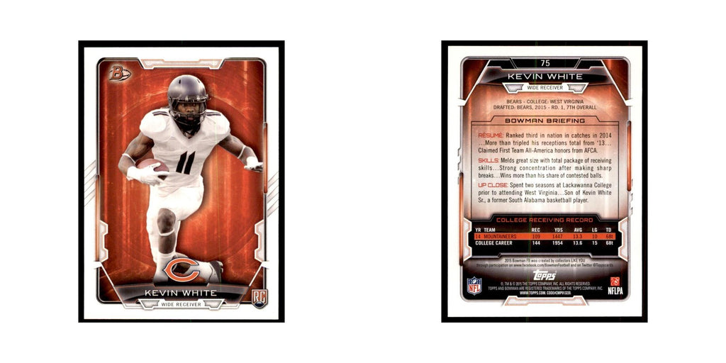 2015 Bowman Kevin White RC Football Cards #75