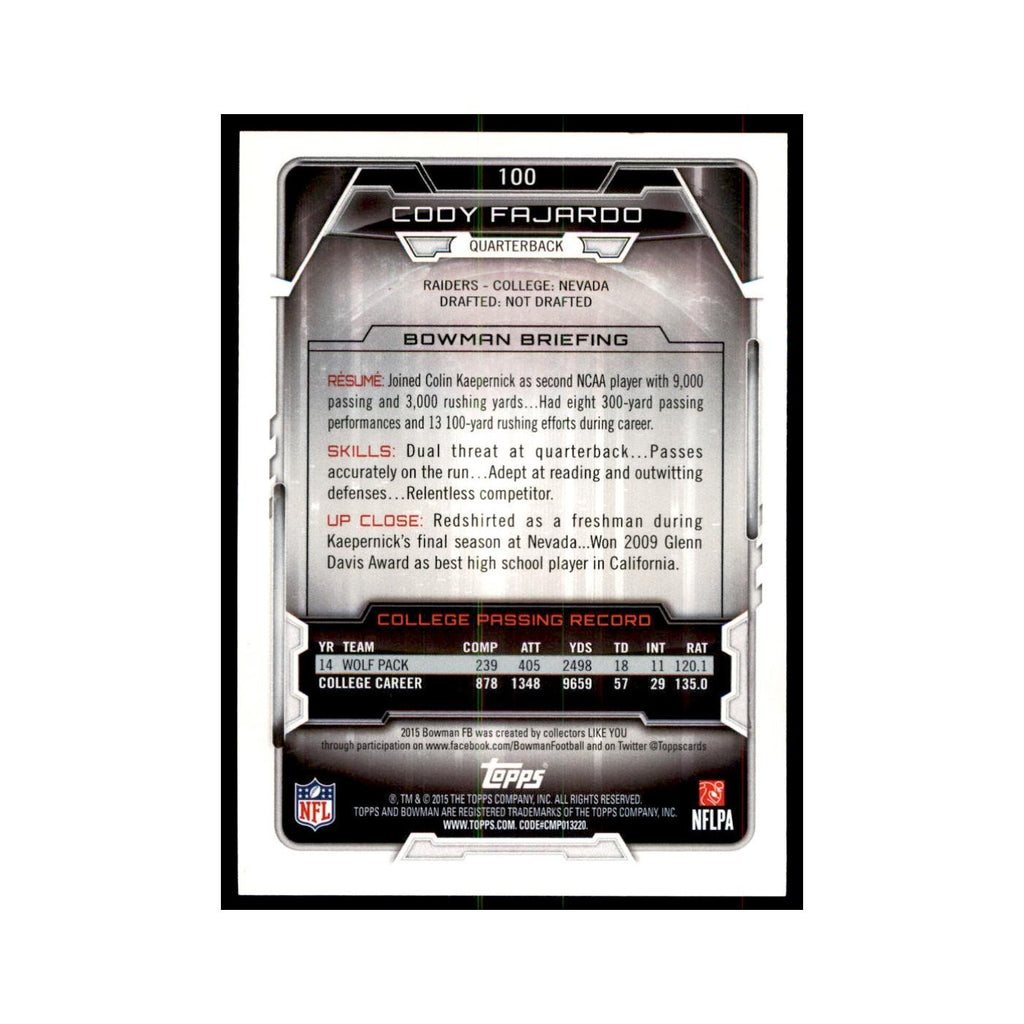 2015 Bowman Cody Fajardo RC Football Cards #100