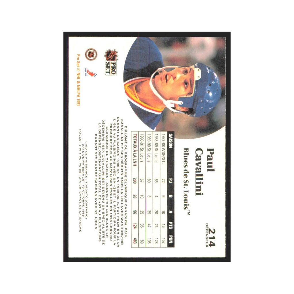1991 Pro Set Paul Cavallini St. Louis Blues #214