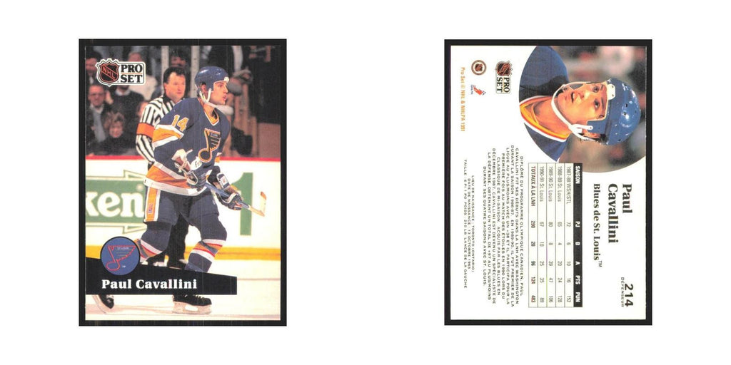 1991 Pro Set Paul Cavallini St. Louis Blues #214