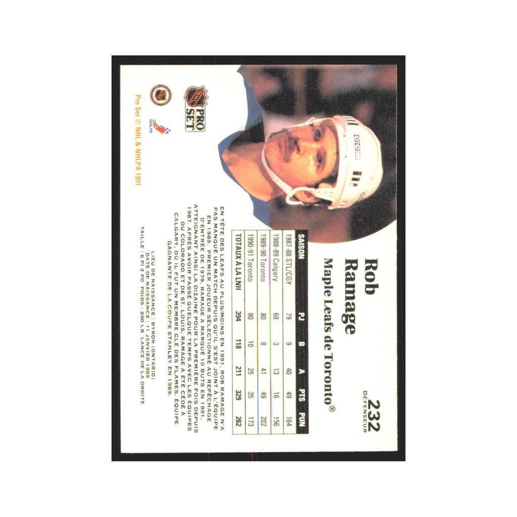1991 Pro Set Rob Ramage Minnesota North Stars #232