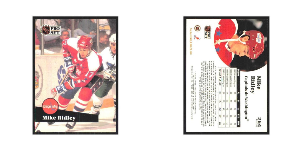 1991 Pro Set Mike Ridley Washington Capitals #254