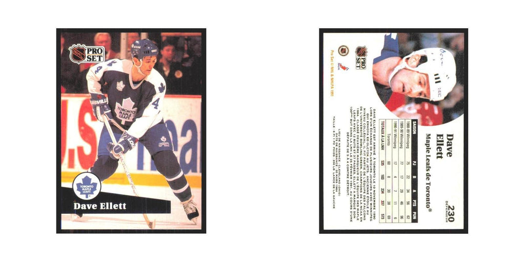 1991 Pro Set Dave Ellett Toronto Maple Leafs #230