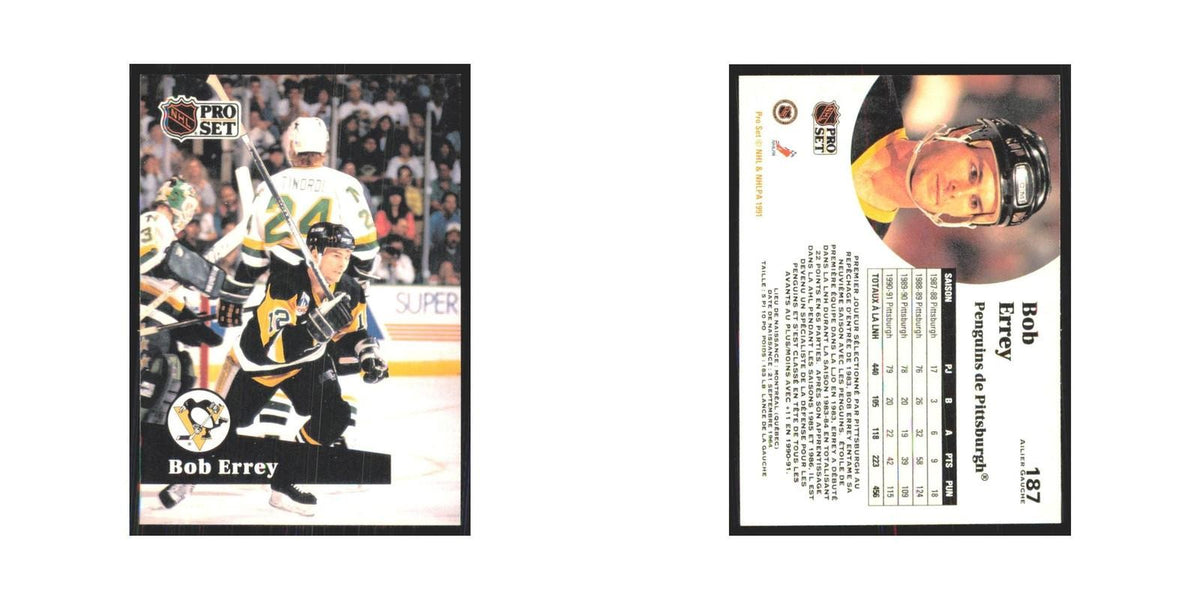 1991 Pro Set Bob Errey Pittsburgh Penguins #187